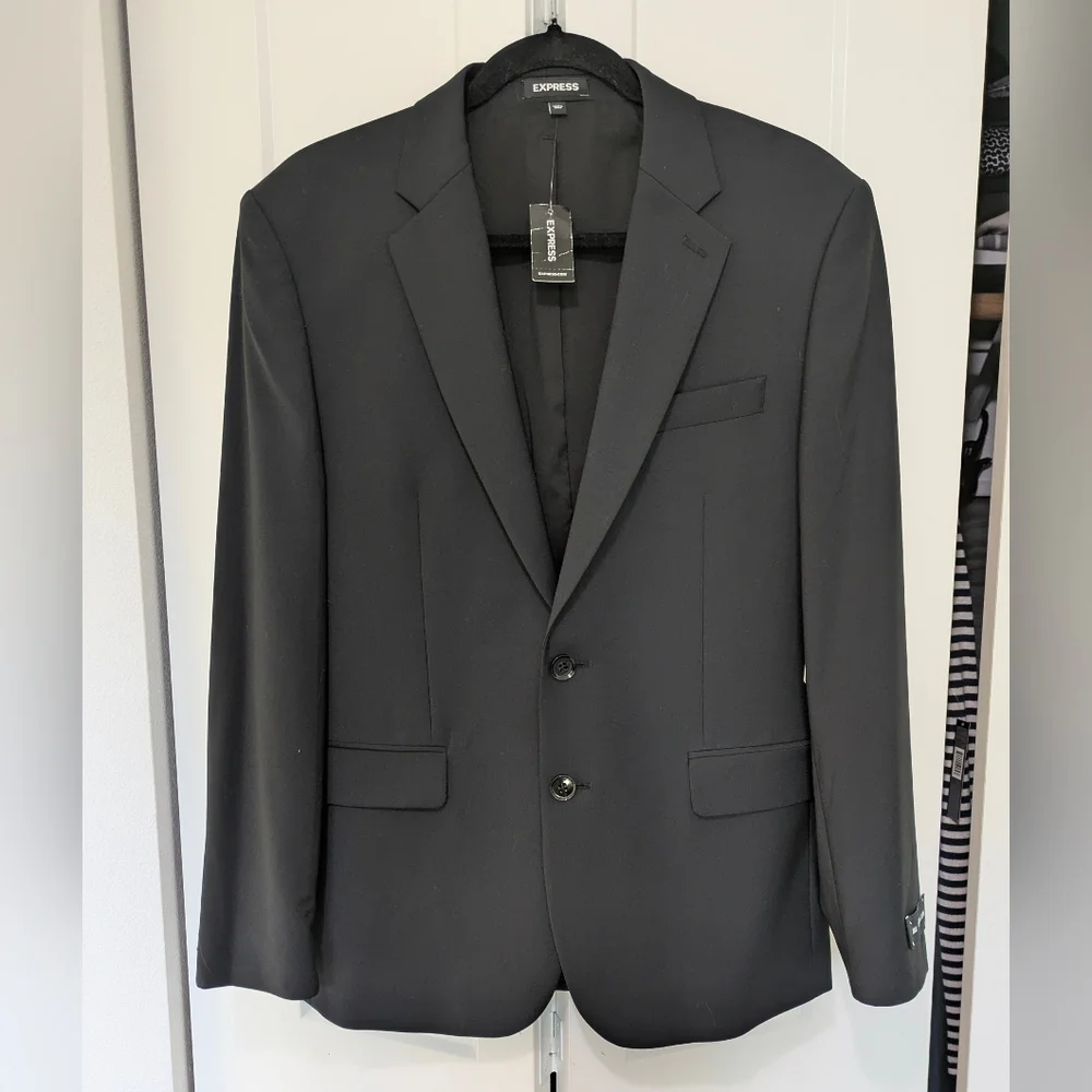 Express Men’s Black Extra Slim Fit Wool-Blend Modern Tech Suit Jacket Formal 38S - Picture 4 of 16